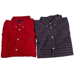 2 boys Ralph Lauren Boys xl 18/20 button down shirts long sleeve red and plaid